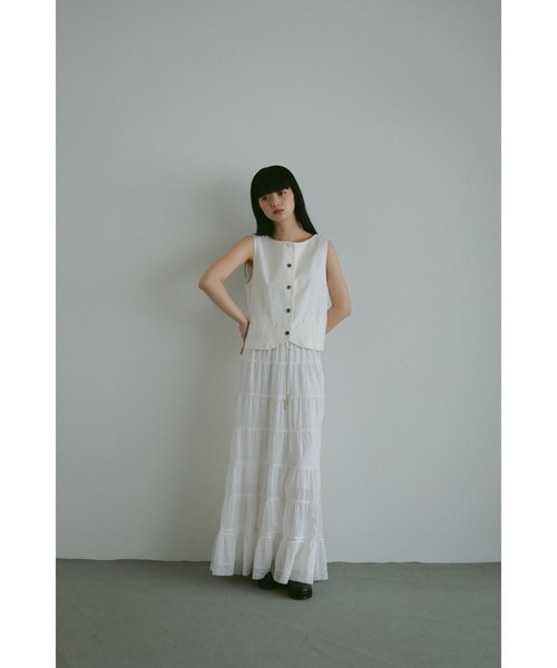 CASA FLINE（カーサフライン）の「【OC】オーガニックコットンレーススカート（スカート・レディース・ホワイト/ネイビー/サックスブルー・FREE）」の4枚目の写真