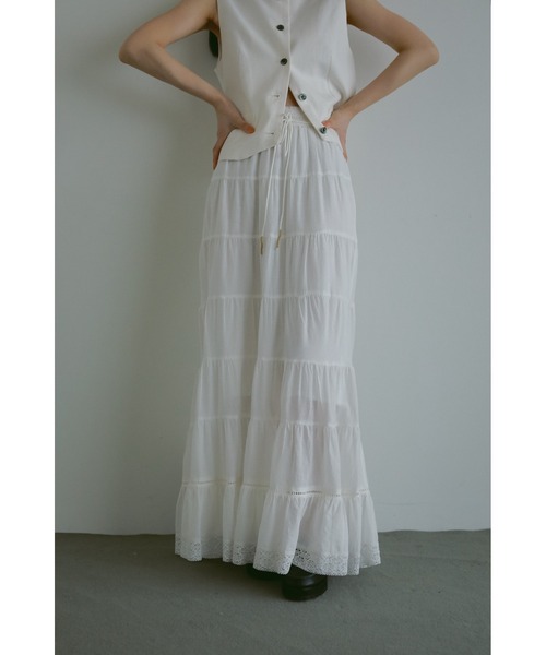 CASA FLINE（カーサフライン）の「【OC】オーガニックコットンレーススカート（スカート・レディース・ホワイト/ネイビー/サックスブルー・FREE）」の7枚目の写真