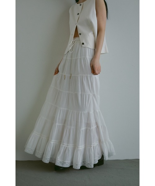 CASA FLINE（カーサフライン）の「【OC】オーガニックコットンレーススカート（スカート・レディース・ホワイト/ネイビー/サックスブルー・FREE）」の8枚目の写真