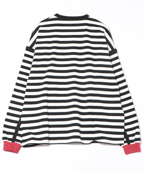 ATELANE(アテレーン)の「ATELANE / リブ配色ボーダーロンTEE/ヘビーウエイト(Tシャツ/カットソー・メンズ・オフホワイト/ブラック・MEDIUM/LARGE)」の5枚目の写真