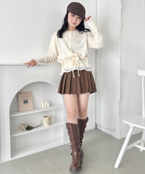 SOLLON.（ソルロン）の「コットンレースリボンニットカーディガン（カーディガン/ボレロ・レディース・レッド/ネイビー/グレー/アイボリー・FREE）」の11枚目の写真
