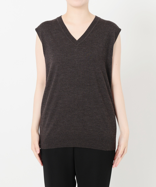 美品　ヴェルメイユパーイエナ　マットアンドシアーニットベスト ヴェルメイユ パー イエナ VERMEIL par iena Crisp cotton