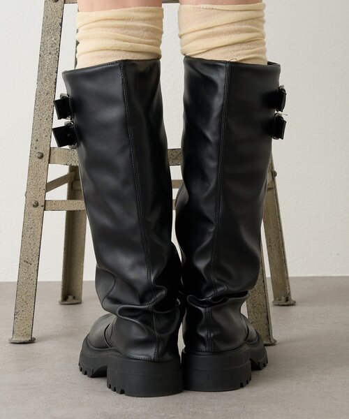 w closet（ダブルクローゼット）の「【25AW】ベルト付カバーロングブーツ（ブーツ・レディース・ブラウン/ブラック・SMALL/LARGE/MEDIUM）」の7枚目の写真