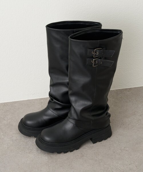 w closet（ダブルクローゼット）の「【25AW】ベルト付カバーロングブーツ（ブーツ・レディース・ブラウン/ブラック・SMALL/LARGE/MEDIUM）」の8枚目の写真