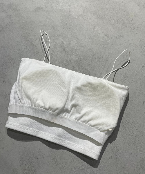 AIC.（エーアイシー）の「【再入荷】パッド付きリブブラトップ（キャミソール・レディース・オフホワイト/ブラック・FREE）」の6枚目の写真