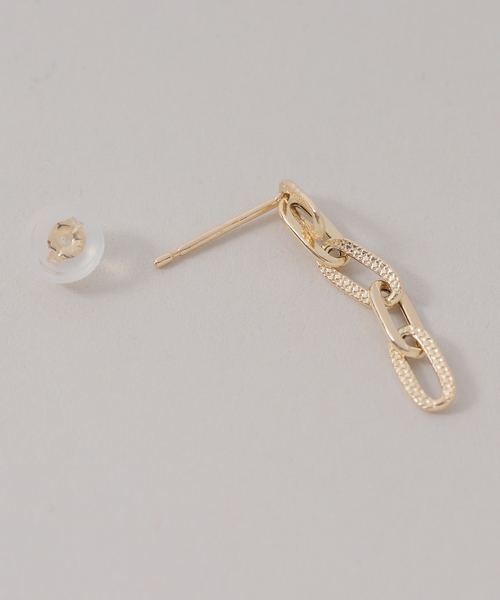 Lilas（リラ）の「プレイドクリップチェーンピアス K10（両耳