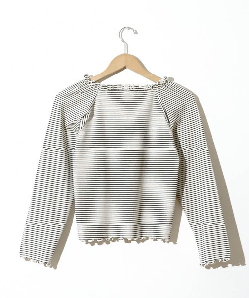 flower（フラワー）の「フリルボーダートップ（Tシャツ/カットソー・レディース・ブラック/アイボリー・FREE）」の4枚目の写真