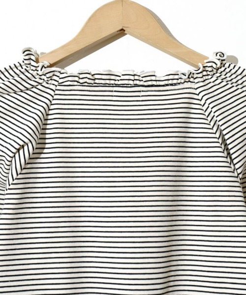 flower（フラワー）の「フリルボーダートップ（Tシャツ/カットソー・レディース・ブラック/アイボリー・FREE）」の5枚目の写真