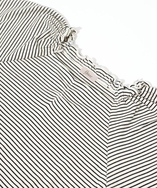 flower（フラワー）の「フリルボーダートップ（Tシャツ/カットソー・レディース・ブラック/アイボリー・FREE）」の7枚目の写真