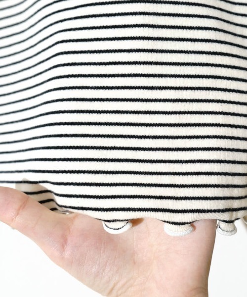 flower（フラワー）の「フリルボーダートップ（Tシャツ/カットソー・レディース・ブラック/アイボリー・FREE）」の12枚目の写真