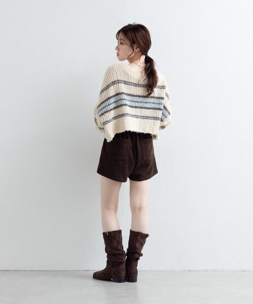 Kastane(カスタネ)の「【お気に入り1万人突破!/2WAY】ボーダーモヘアライクニット(ニット/セーター・レディース・ネイビー/サックスブルー/グリーン・FREE)」の12枚目の写真