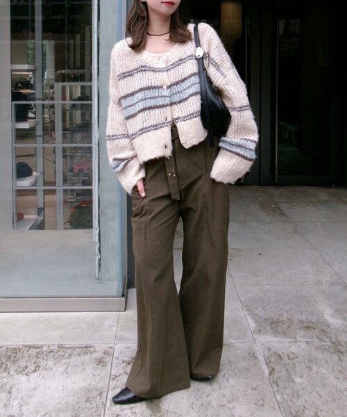 Kastane(カスタネ)の「【お気に入り1万人突破!/2WAY】ボーダーモヘアライクニット(ニット/セーター・レディース・ネイビー/サックスブルー/グリーン・FREE)」の14枚目の写真