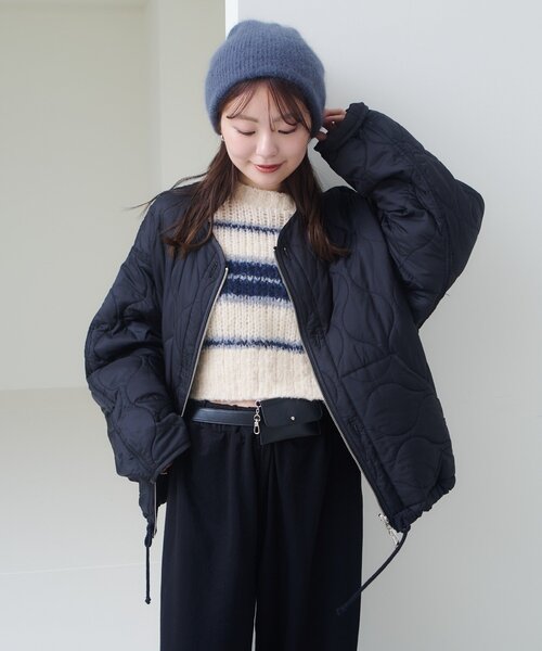 Kastane(カスタネ)の「【お気に入り1万人突破!/2WAY】ボーダーモヘアライクニット(ニット/セーター・レディース・ネイビー/サックスブルー/グリーン・FREE)」の20枚目の写真