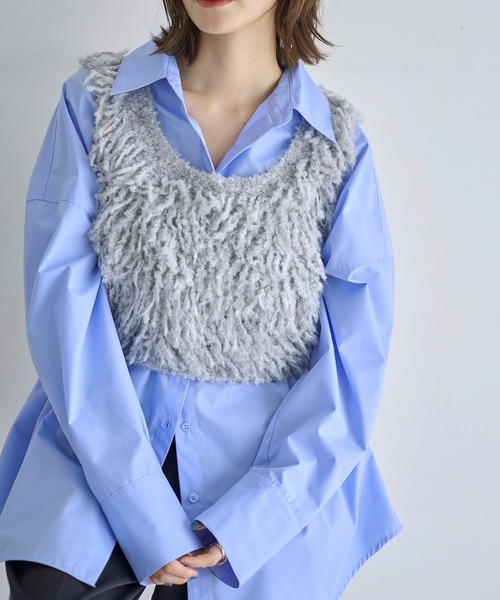 meilmada（メイルマダ）の「ループ編みニットベスト（ベスト・レディース・ライトグレー/チャコールグレー・FREE）」の2枚目の写真