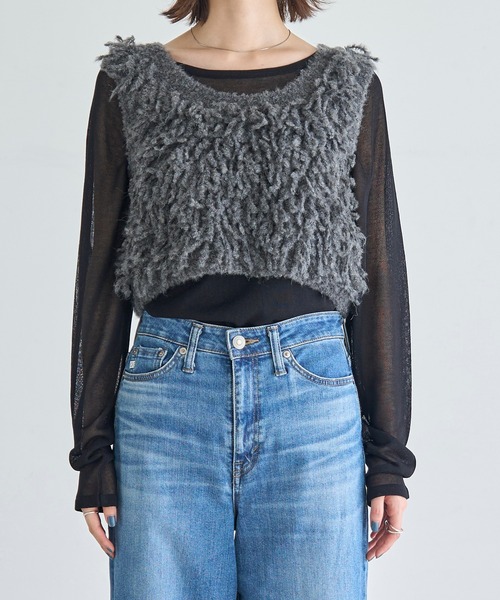 meilmada（メイルマダ）の「ループ編みニットベスト（ベスト・レディース・ライトグレー/チャコールグレー・FREE）」の21枚目の写真