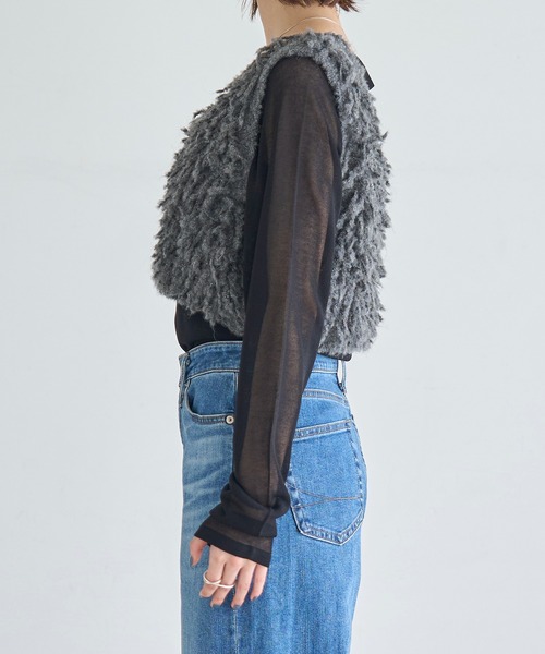 meilmada（メイルマダ）の「ループ編みニットベスト（ベスト・レディース・ライトグレー/チャコールグレー・FREE）」の22枚目の写真