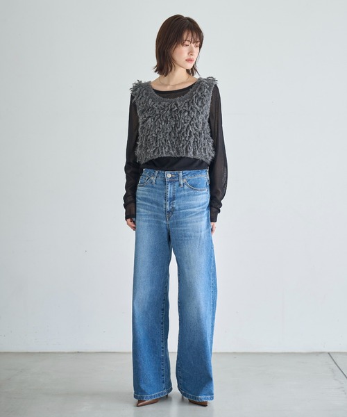 meilmada（メイルマダ）の「ループ編みニットベスト（ベスト・レディース・ライトグレー/チャコールグレー・FREE）」の6枚目の写真