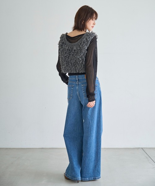 meilmada（メイルマダ）の「ループ編みニットベスト（ベスト・レディース・ライトグレー/チャコールグレー・FREE）」の8枚目の写真