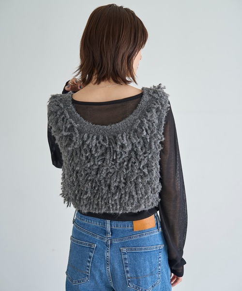 meilmada（メイルマダ）の「ループ編みニットベスト（ベスト・レディース・ライトグレー/チャコールグレー・FREE）」の5枚目の写真