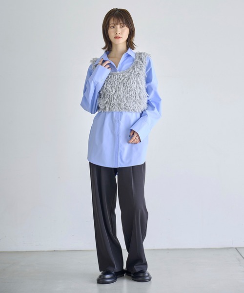 meilmada（メイルマダ）の「ループ編みニットベスト（ベスト・レディース・ライトグレー/チャコールグレー・FREE）」の14枚目の写真