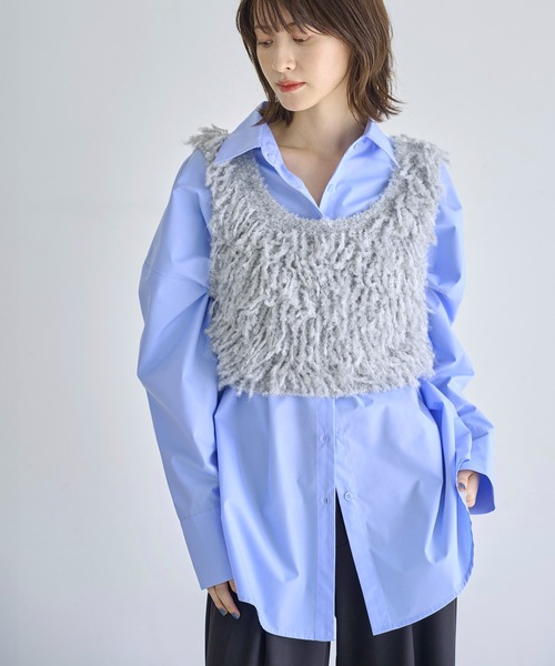 meilmada（メイルマダ）の「ループ編みニットベスト（ベスト・レディース・ライトグレー/チャコールグレー・FREE）」の17枚目の写真