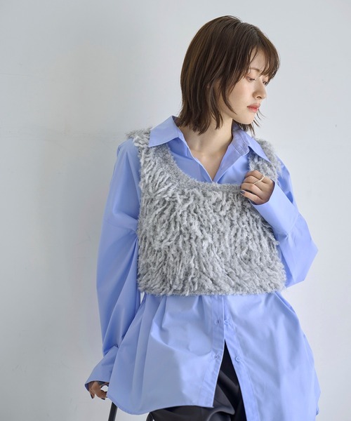 meilmada（メイルマダ）の「ループ編みニットベスト（ベスト・レディース・ライトグレー/チャコールグレー・FREE）」の13枚目の写真