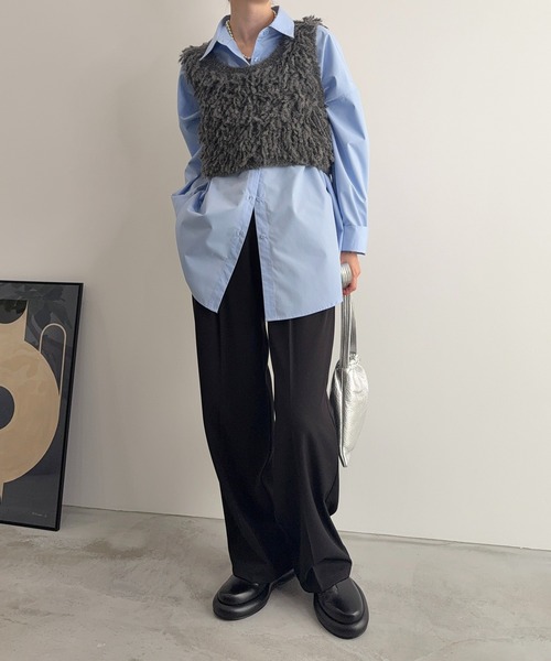 meilmada（メイルマダ）の「ループ編みニットベスト（ベスト・レディース・ライトグレー/チャコールグレー・FREE）」の12枚目の写真