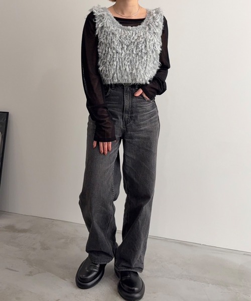 meilmada（メイルマダ）の「ループ編みニットベスト（ベスト・レディース・ライトグレー/チャコールグレー・FREE）」の20枚目の写真