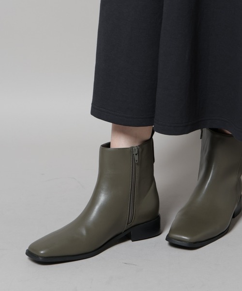 セール】スクエアトゥフラットブーツ（ブーツ）｜NANO universe（ナノ