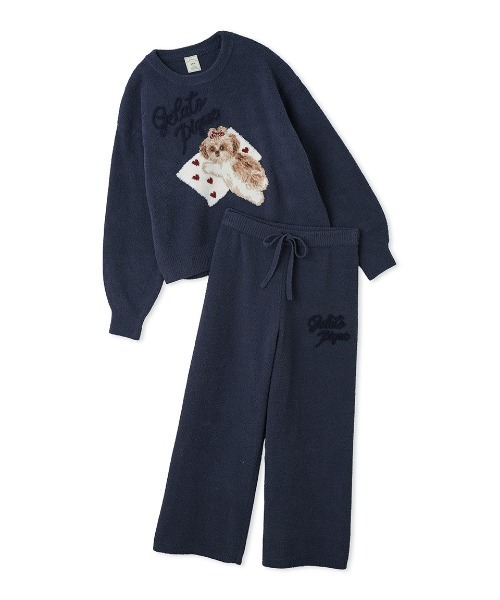 gelato pique（ジェラートピケ）の「【ONLINE限定】シーズージャガードプルオーバー＆ベビモコロングパンツセット（ルームウェア/パジャマ・レディース・ネイビー/オフホワイト/ブルー・F）」の11枚目の写真