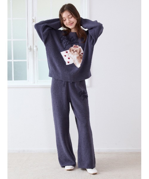 gelato pique（ジェラートピケ）の「【ONLINE限定】シーズージャガードプルオーバー＆ベビモコロングパンツセット（ルームウェア/パジャマ・レディース・ネイビー/オフホワイト/ブルー・F）」の10枚目の写真