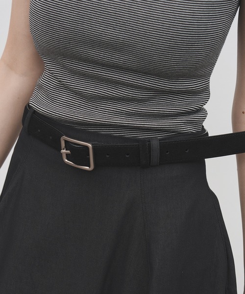 tageechita（タジチタ）の「【tageechita】マットシルバーバックル スエードレザーベルト（ベルト・レディース・ブラック/ブラウン・FREE）」の2枚目の写真