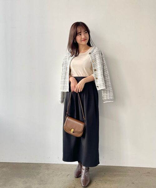 COHINA(コヒナ)の「ジャカードスリータックIラインスカート 【低身長・小柄女性】(スカート・レディース・ブラック/ブラウン・S/XS)」の7枚目の写真