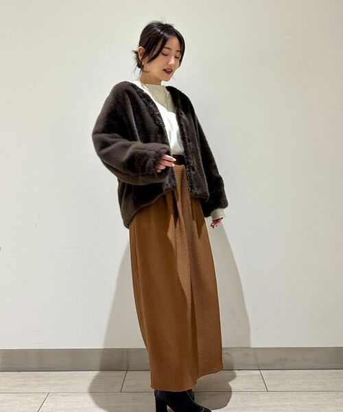 COHINA(コヒナ)の「ジャカードスリータックIラインスカート 【低身長・小柄女性】(スカート・レディース・ブラック/ブラウン・S/XS)」の14枚目の写真