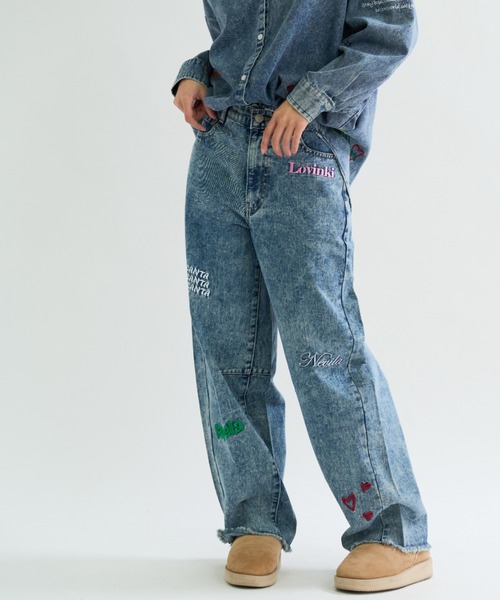A.D.C.L.(エーディーシーエル)の「刺繍入り バレルシルエット デニムパンツ(デニムパンツ・レディース・ブルー/ネイビー・M/L)」の3枚目の写真