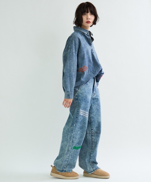 A.D.C.L.(エーディーシーエル)の「刺繍入り バレルシルエット デニムパンツ(デニムパンツ・レディース・ブルー/ネイビー・M/L)」の10枚目の写真