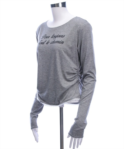 clear（クリア）の「レース付きサイドシャーリングロゴロンT［韓国ファッション カジュアル］≪AW新作≫（Tシャツ/カットソー・レディース・グレー/オフホワイト/ブラック・F）」の21枚目の写真