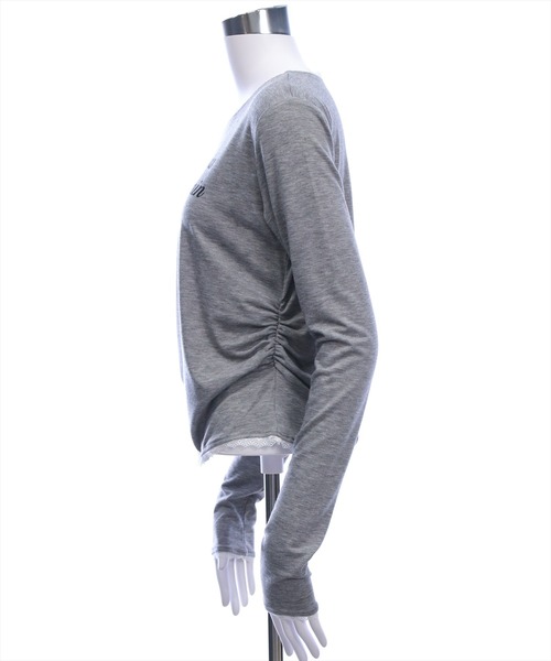 clear（クリア）の「レース付きサイドシャーリングロゴロンT［韓国ファッション カジュアル］≪AW新作≫（Tシャツ/カットソー・レディース・グレー/オフホワイト/ブラック・F）」の22枚目の写真