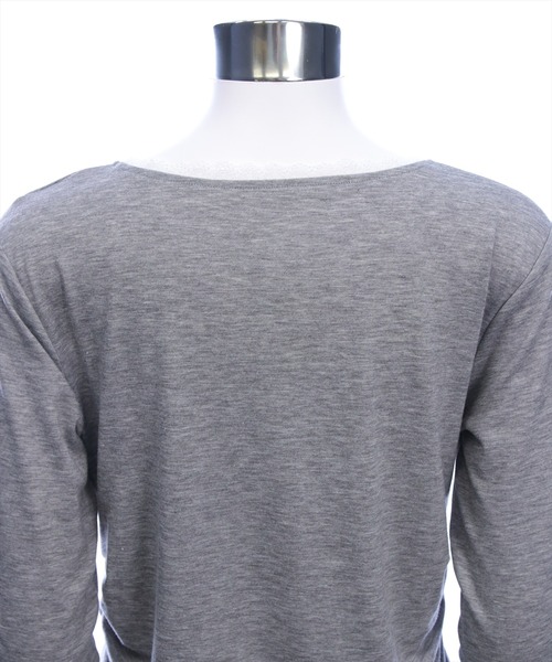 clear（クリア）の「レース付きサイドシャーリングロゴロンT［韓国ファッション カジュアル］≪AW新作≫（Tシャツ/カットソー・レディース・グレー/オフホワイト/ブラック・F）」の15枚目の写真