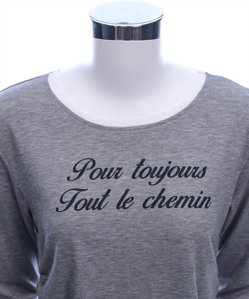 clear（クリア）の「レース付きサイドシャーリングロゴロンT［韓国ファッション カジュアル］≪AW新作≫（Tシャツ/カットソー・レディース・グレー/オフホワイト/ブラック・F）」の16枚目の写真