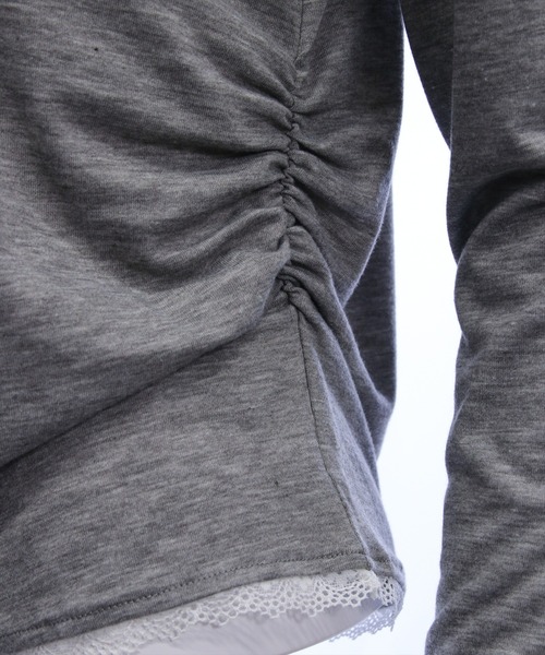 clear（クリア）の「レース付きサイドシャーリングロゴロンT［韓国ファッション カジュアル］≪AW新作≫（Tシャツ/カットソー・レディース・グレー/オフホワイト/ブラック・F）」の18枚目の写真