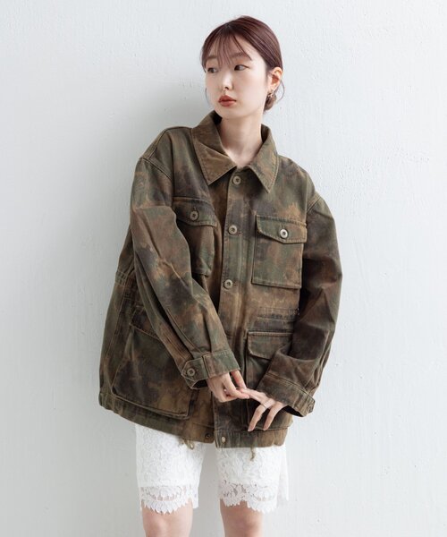 Kastane(カスタネ)の「ミリタリーカモジャケット(ミリタリージャケット・レディース・カーキ・FREE)」の1枚目の写真