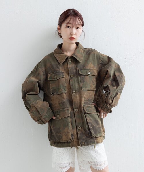 Kastane(カスタネ)の「ミリタリーカモジャケット(ミリタリージャケット・レディース・カーキ・FREE)」の3枚目の写真
