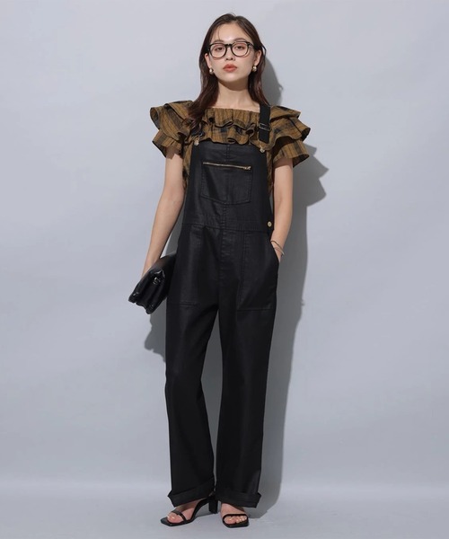 アルページュストーリー新品　レザーライクデニムオーバーオール　パンツ レザーライクデニムオーバーオール（その他パンツ）｜Arpege