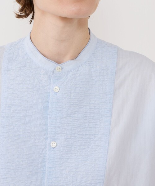 GALERIE VIE（ギャルリー ヴィー）の「コットンサッカー シャーリングブザムシャツ（シャツ/ブラウス・レディース・ブラック系その他/ホワイト系その他/ライトブルー・FREE）」の8枚目の写真