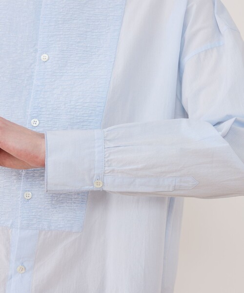 GALERIE VIE（ギャルリー ヴィー）の「コットンサッカー シャーリングブザムシャツ（シャツ/ブラウス・レディース・ブラック系その他/ホワイト系その他/ライトブルー・FREE）」の9枚目の写真