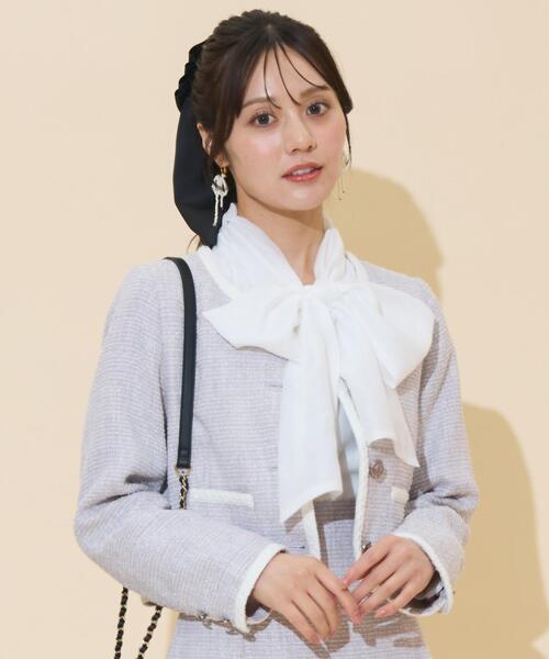 WILLSELECTION(ウィルセレクション)の「ブレードデザインノーカラーツイードジャケット(ノーカラージャケット・レディース・ラベンダー/ボルドー/チャコールグレー・FREE)」の2枚目の写真