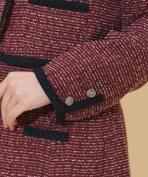 WILLSELECTION(ウィルセレクション)の「ブレードデザインノーカラーツイードジャケット(ノーカラージャケット・レディース・ラベンダー/ボルドー/チャコールグレー・FREE)」の11枚目の写真