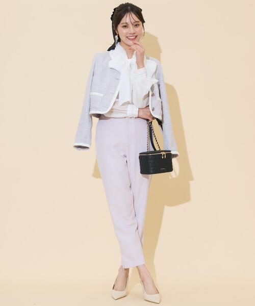 WILLSELECTION(ウィルセレクション)の「ブレードデザインノーカラーツイードジャケット(ノーカラージャケット・レディース・ラベンダー/ボルドー/チャコールグレー・FREE)」の15枚目の写真