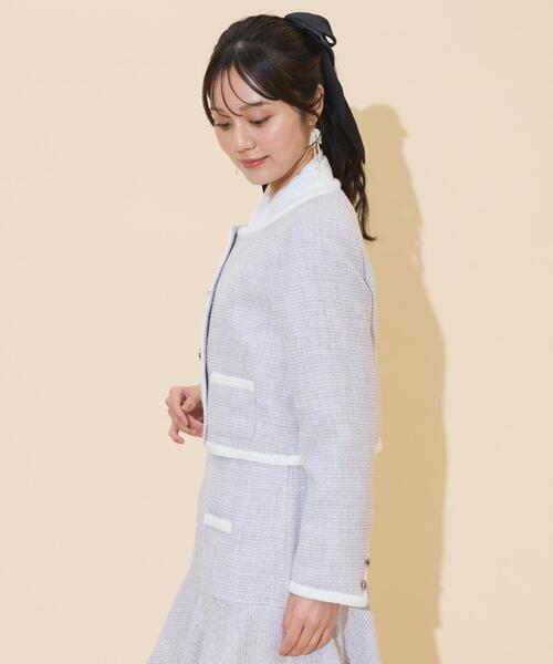 WILLSELECTION(ウィルセレクション)の「ブレードデザインノーカラーツイードジャケット(ノーカラージャケット・レディース・ラベンダー/ボルドー/チャコールグレー・FREE)」の18枚目の写真